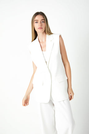 ENDLESS ROSE - Linen Oversize Vest Blazer - BLAZERS available at Objectrare
