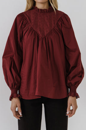 FREE THE ROSES - Ruffled Lace Long Sleeve Blouse - TOPS available at Objectrare