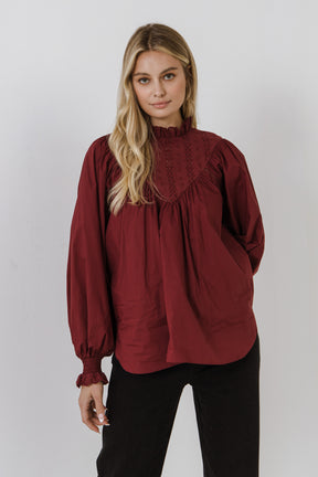 FREE THE ROSES - Ruffled Lace Long Sleeve Blouse - TOPS available at Objectrare