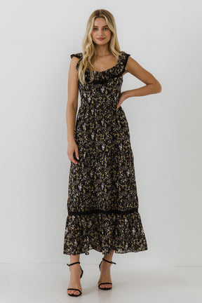FREE THE ROSES - Ruffled Square Neck Maxi Dress - DRESSES available at Objectrare