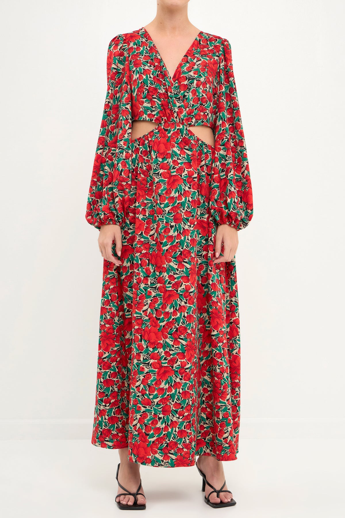 ENDLESS ROSE - Side Cut Out Floral Maxi Dress - DRESSES available at Objectrare