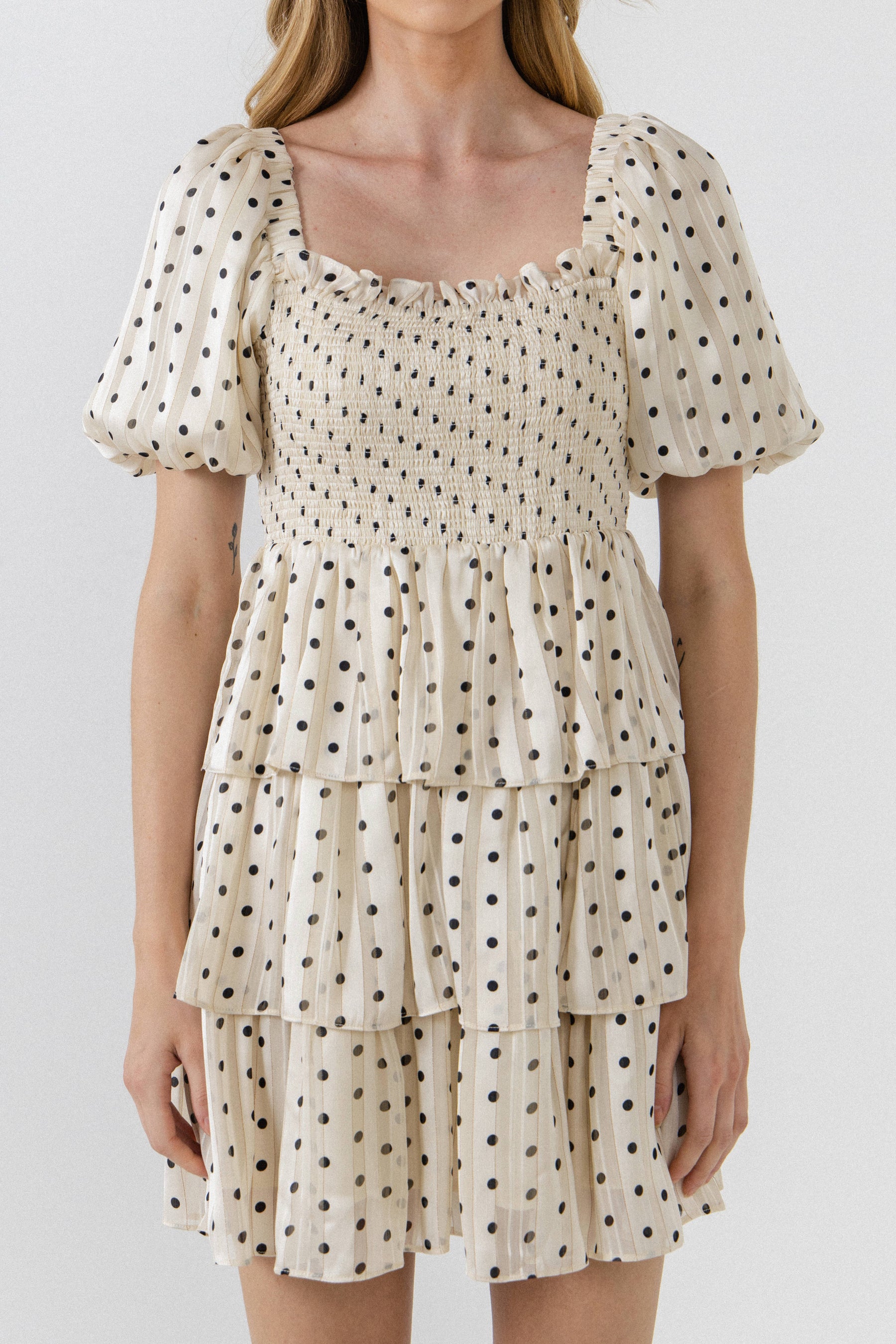 ENGLISH FACTORY - Polka Dot Lurex Multi Tiered Mini - DRESSES available at Objectrare