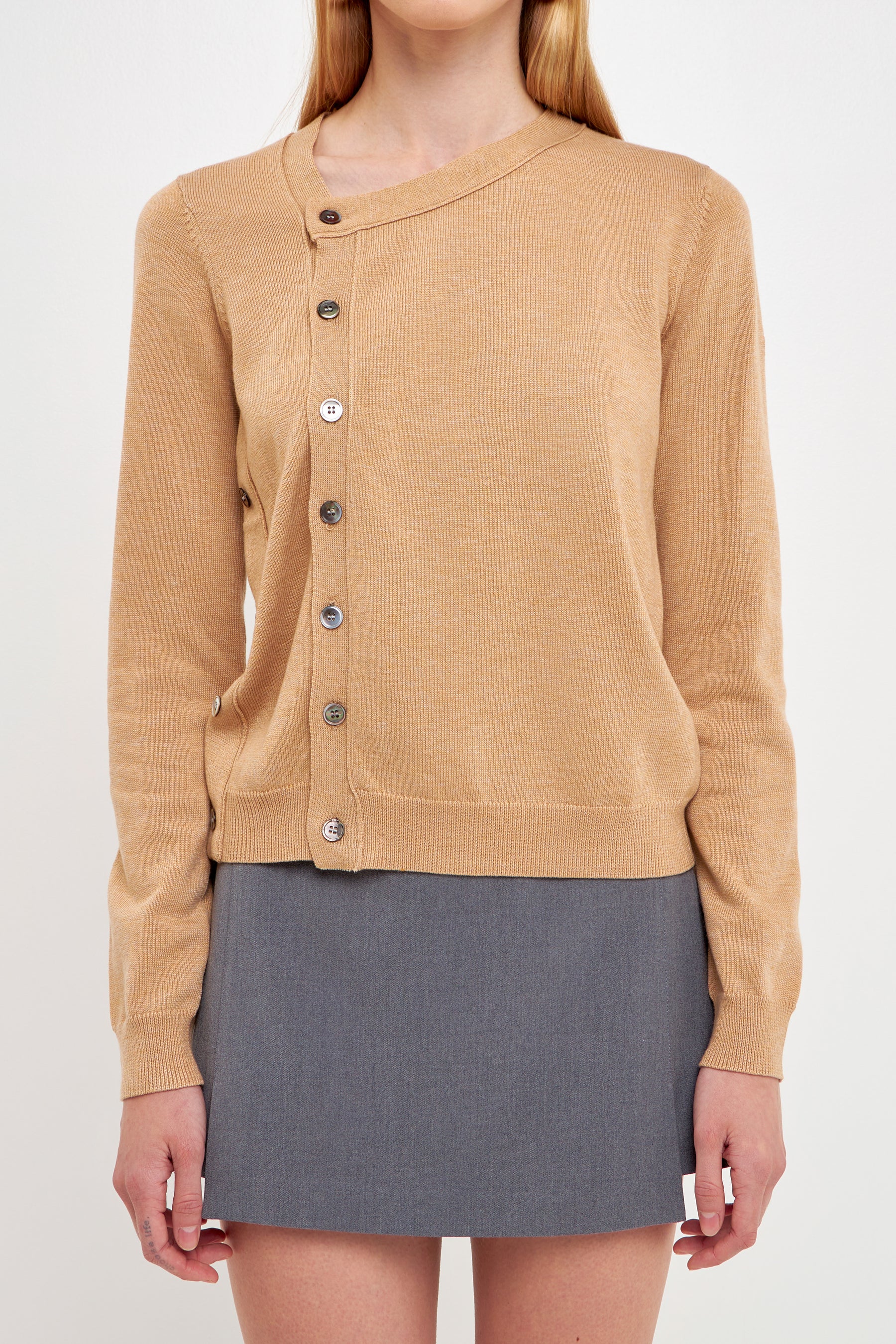 ENDLESS ROSE - Knit Cardigan with Cross Over Buttons - CARDIGANS available at Objectrare