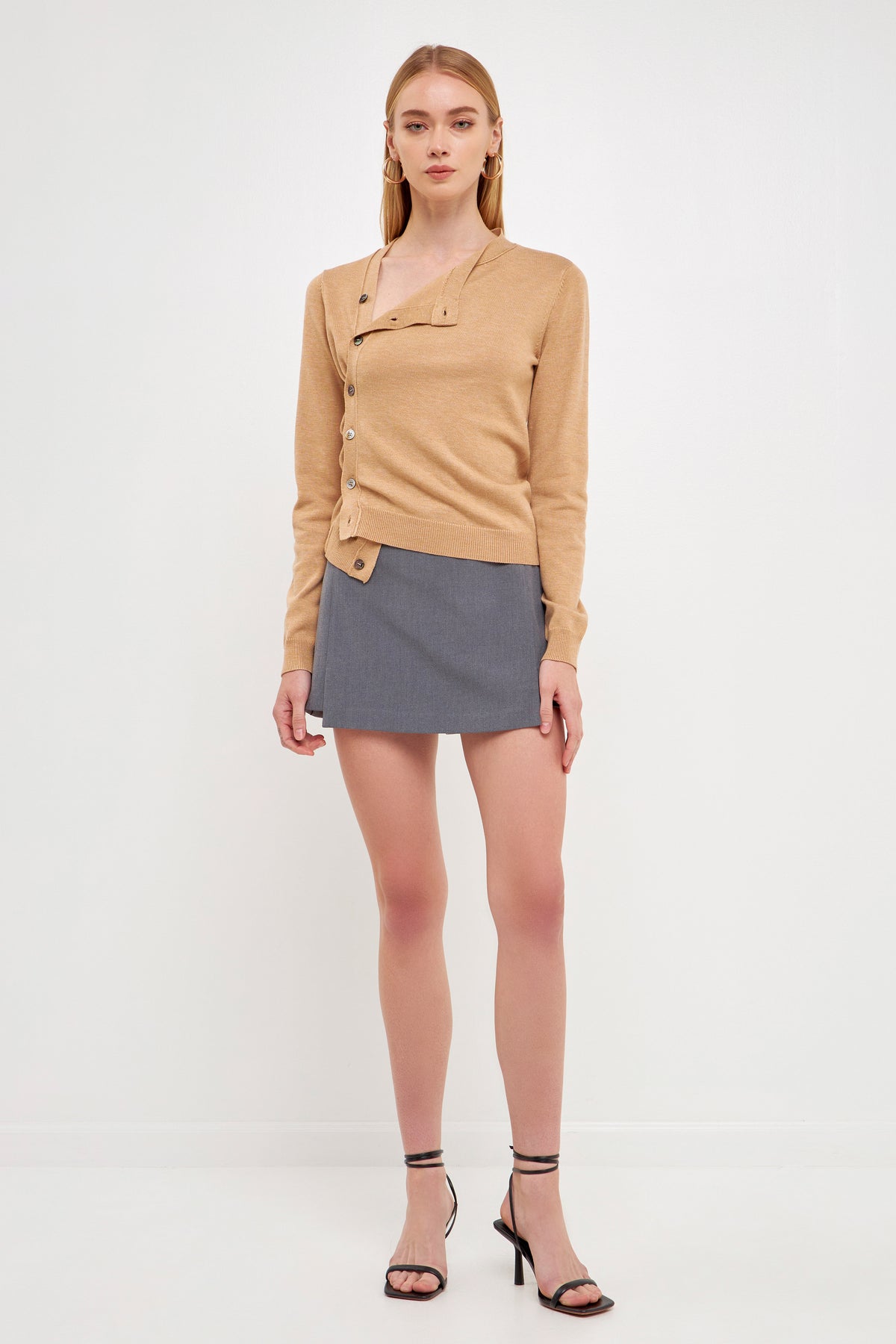 ENDLESS ROSE - Knit Cardigan with Cross Over Buttons - TOPS available at Objectrare