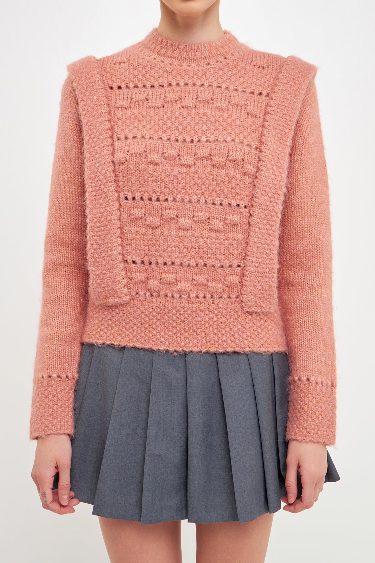 ENDLESS ROSE - Chunky Wool Knit Detailed Sweater - SWEATERS & KNITS available at Objectrare