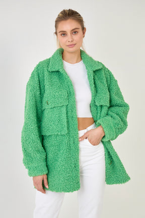 ENGLISH FACTORY - Oversized Sherpa Jacket - JACKETS available at Objectrare