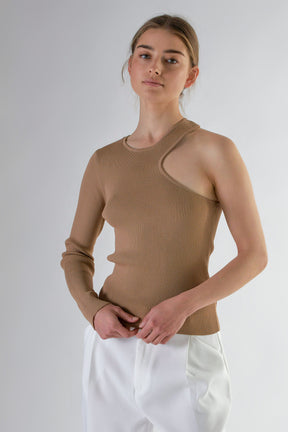 ENDLESS ROSE - Cut Out One Shoulder Knit Top - TOPS available at Objectrare