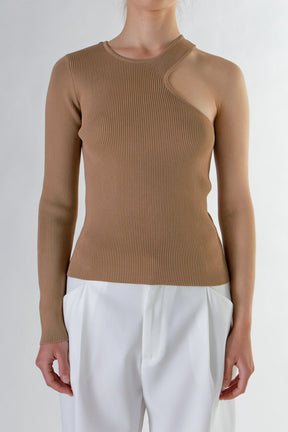 ENDLESS ROSE - Cut Out One Shoulder Knit Top - TOPS available at Objectrare