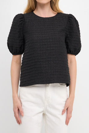 ENGLISH FACTORY - Textured Back Scrunchie Top - TOPS available at Objectrare