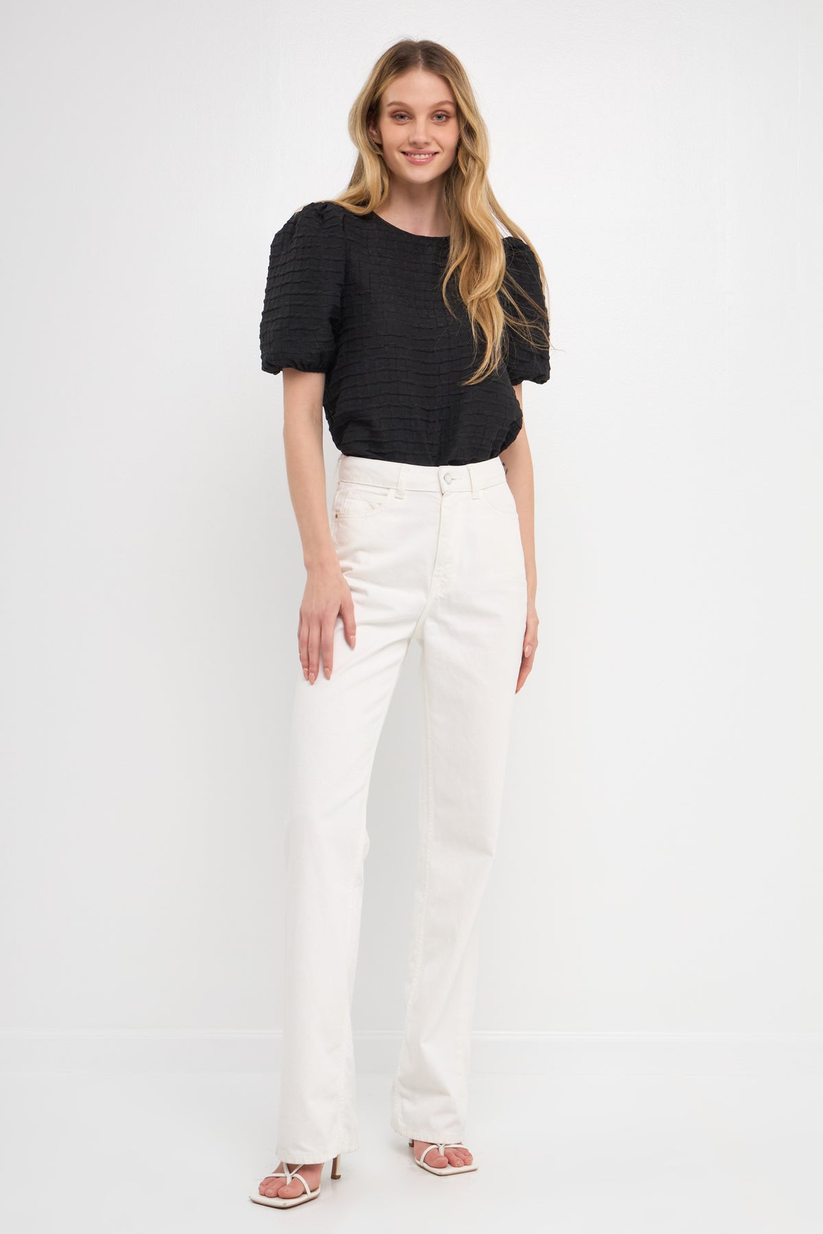 ENGLISH FACTORY - Textured Back Scrunchie Top - TOPS available at Objectrare