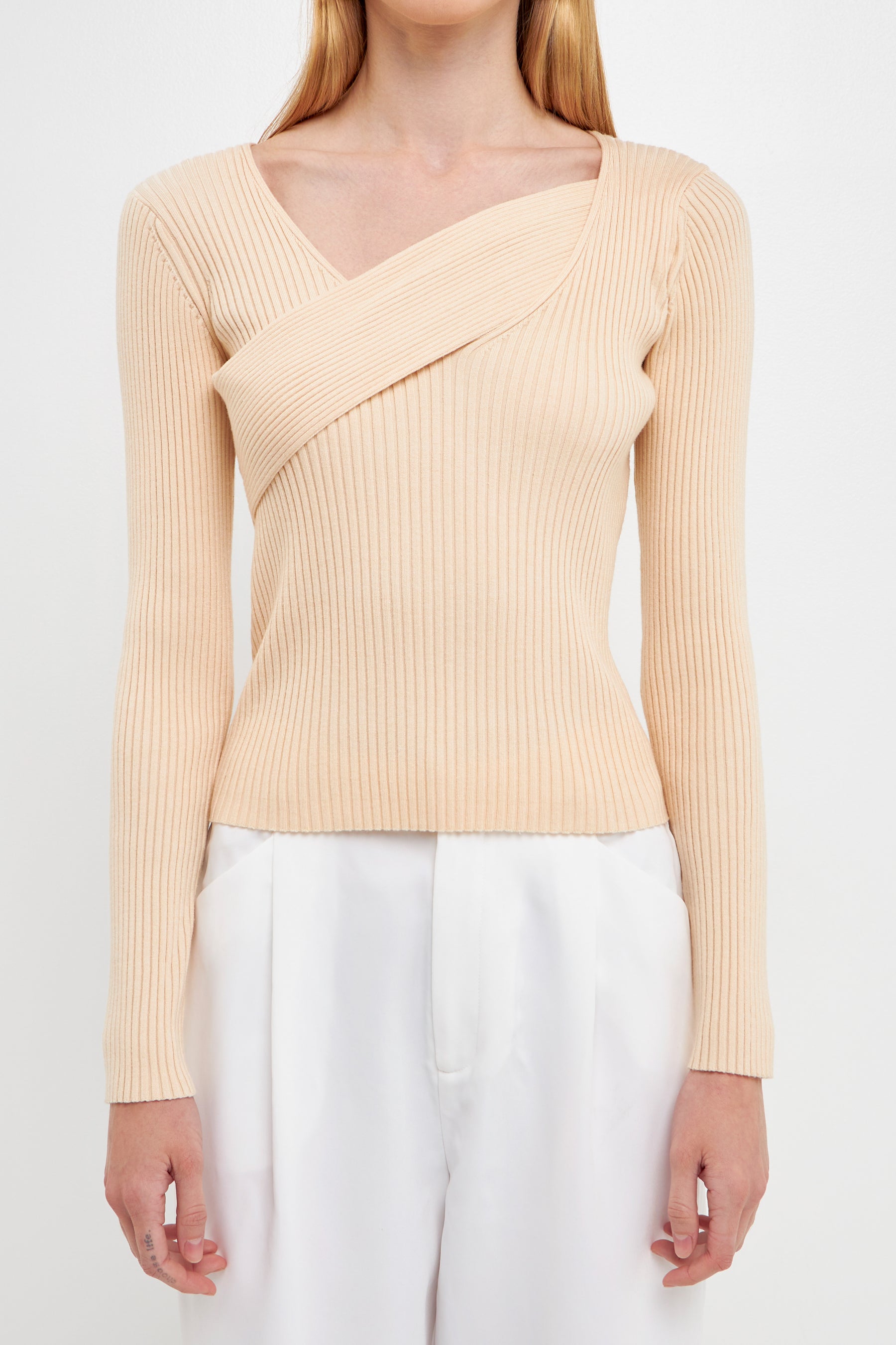 ENDLESS ROSE - Cross Wrap Fine Knit Sweater - TOPS available at Objectrare