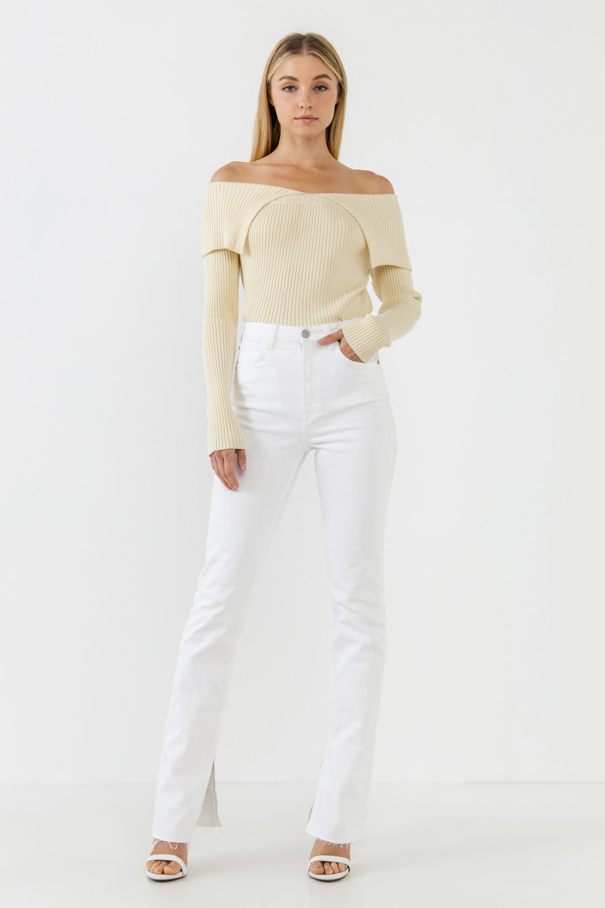 ENDLESS ROSE - Wide Collar Knit Sweater - TOPS available at Objectrare
