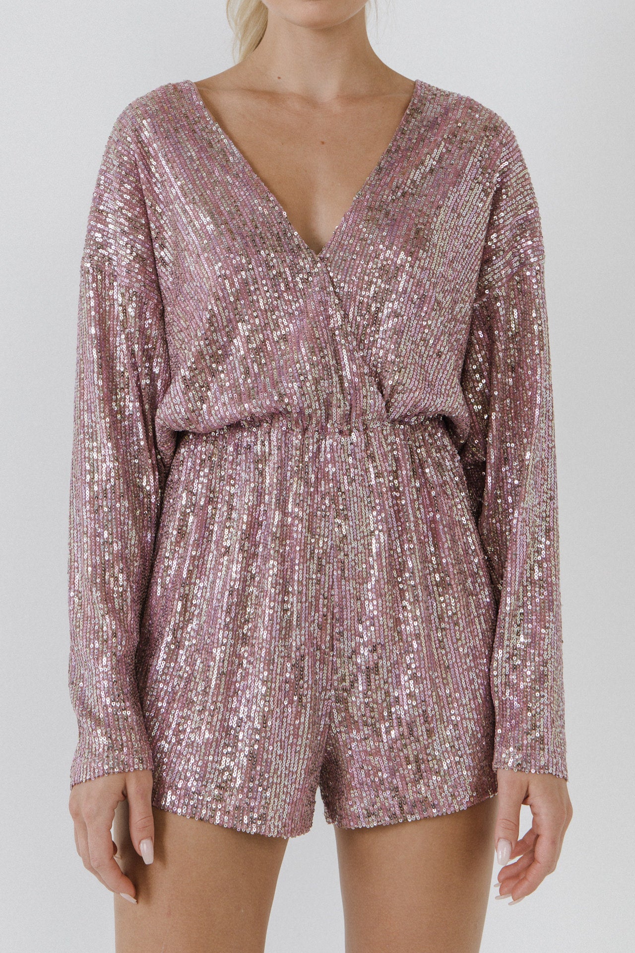 ENDLESS ROSE - Long Sleeve Sequin Romper - ROMPERS available at Objectrare