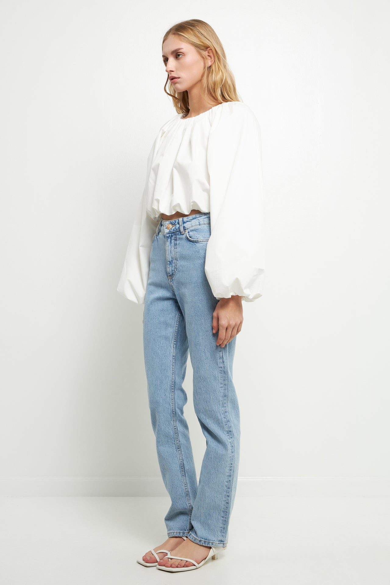 ENGLISH FACTORY - Cropped Blouson Long Sleeve Top - TOPS available at Objectrare