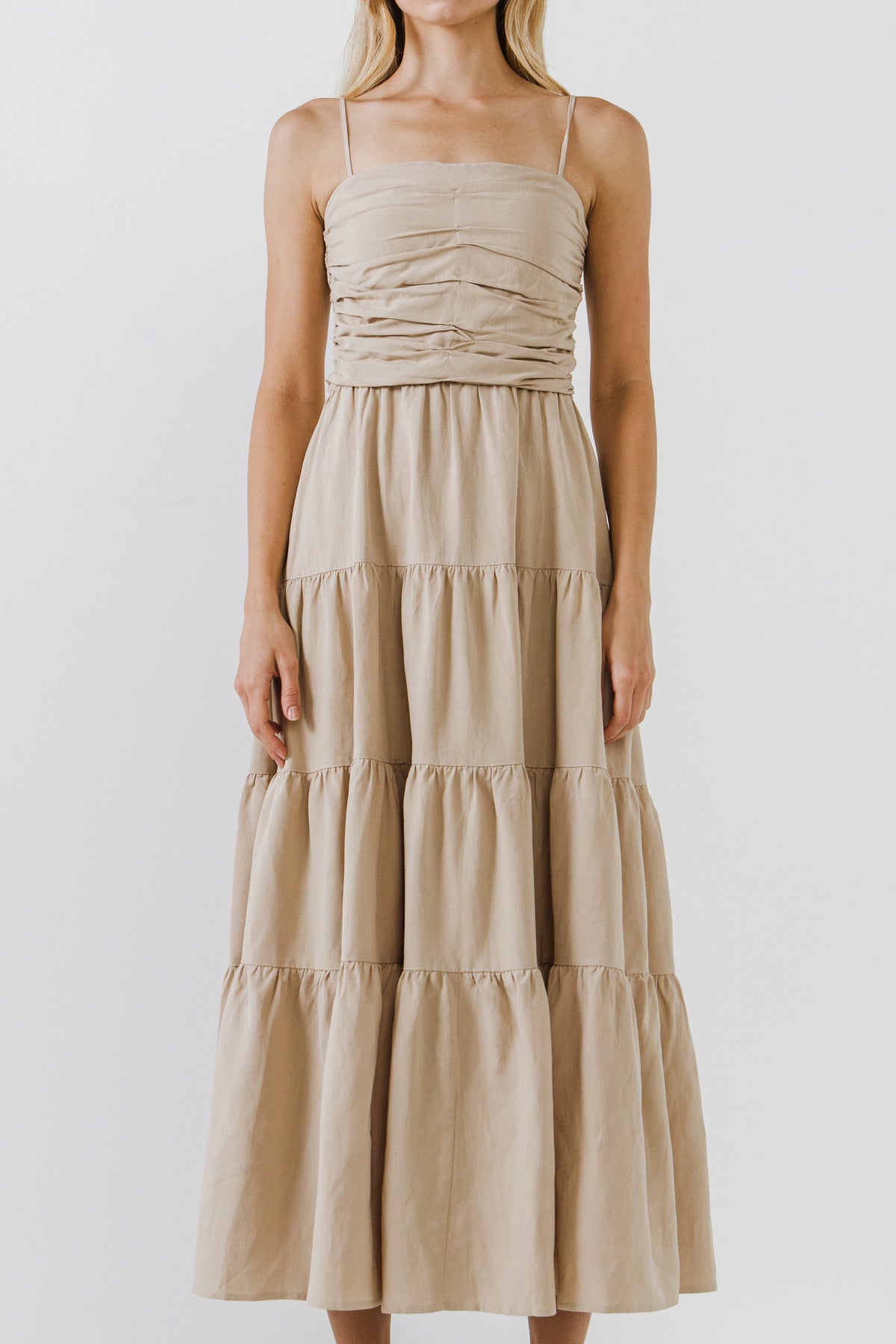 FREE THE ROSES - Strappy Draped Linen Dress - DRESSES available at Objectrare