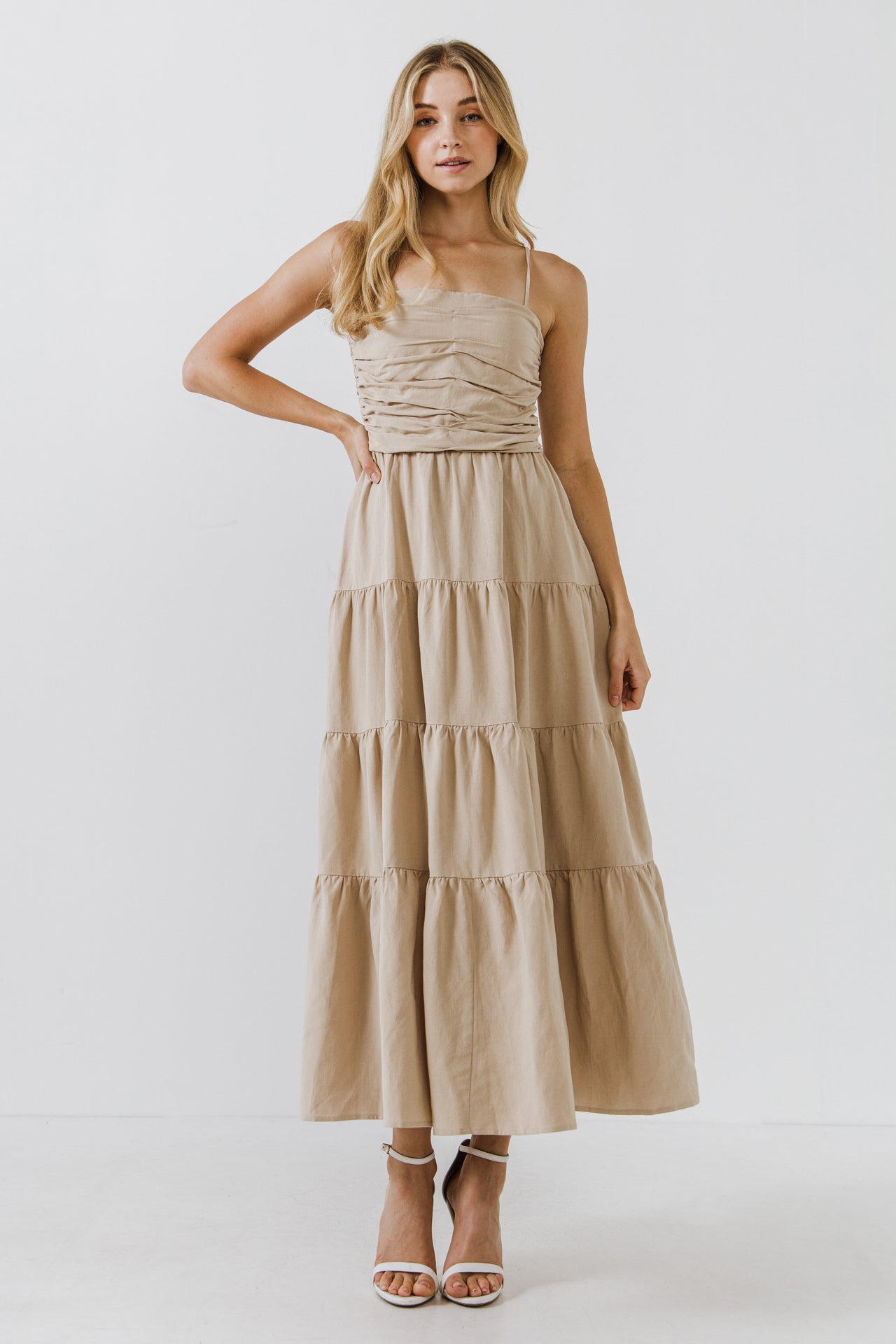 FREE THE ROSES - Strappy Draped Linen Dress - DRESSES available at Objectrare