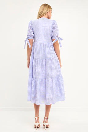 ENGLISH FACTORY - Gingham Tiered Midi Dress - DRESSES available at Objectrare