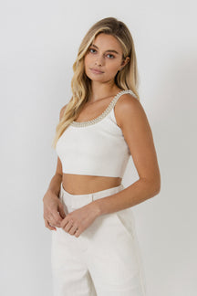 ENDLESS ROSE - Trim Detailed Scoop Neck Top - TOPS available at Objectrare