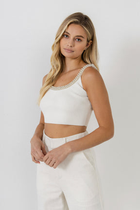ENDLESS ROSE - Trim Detailed Scoop Neck Top - TOPS available at Objectrare