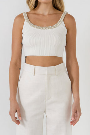ENDLESS ROSE - Trim Detailed Scoop Neck Top - TOPS available at Objectrare