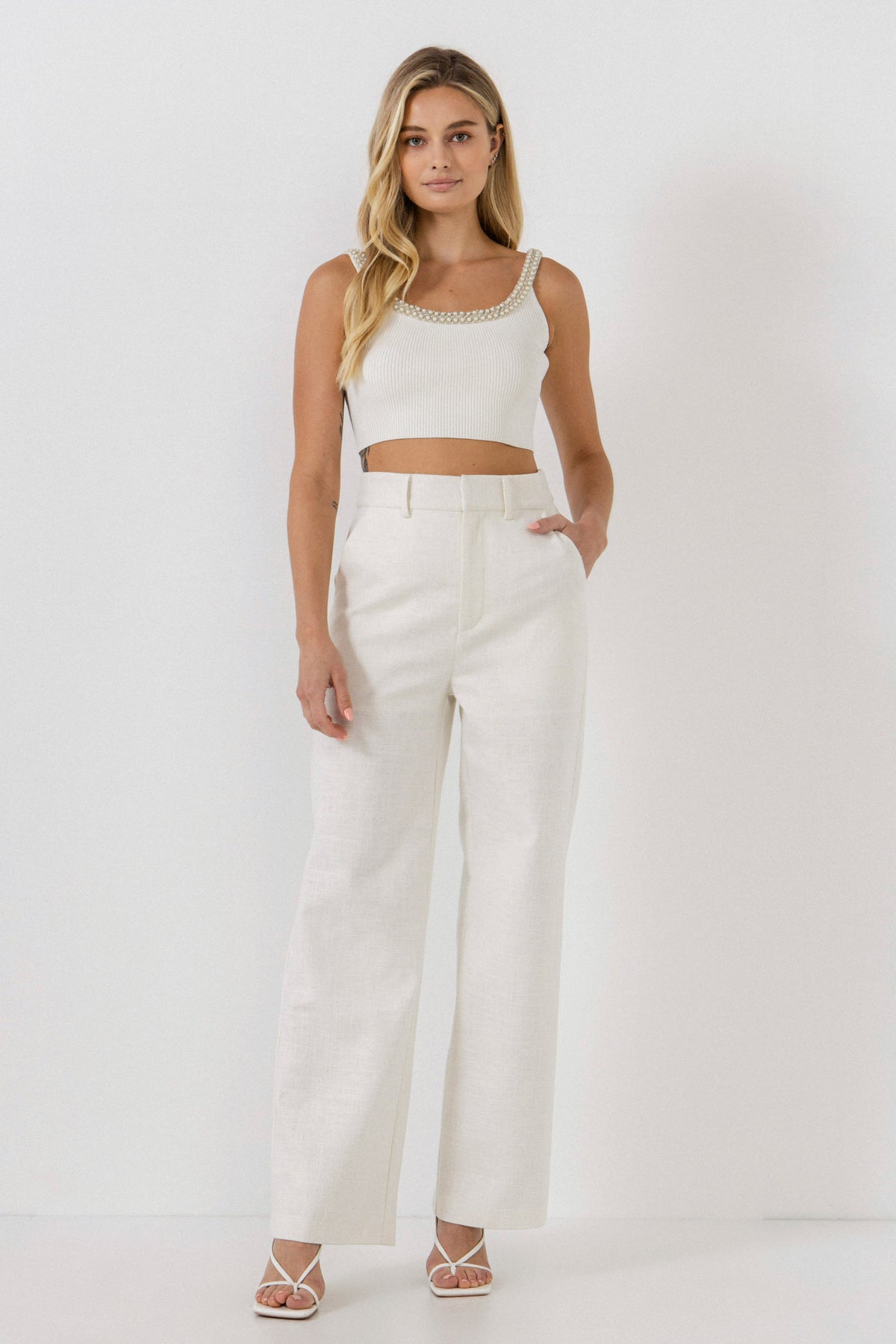 ENDLESS ROSE - Trim Detailed Scoop Neck Top - TOPS available at Objectrare