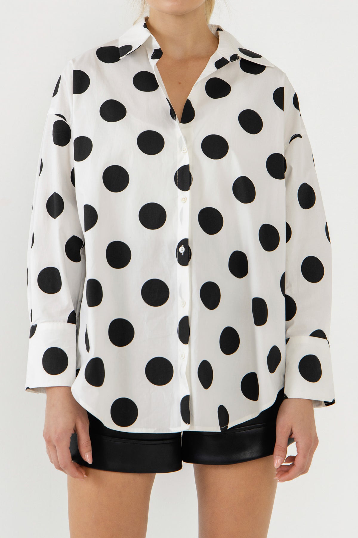 GREY LAB - Oversized Polka Dotted Shirt - TOPS available at Objectrare