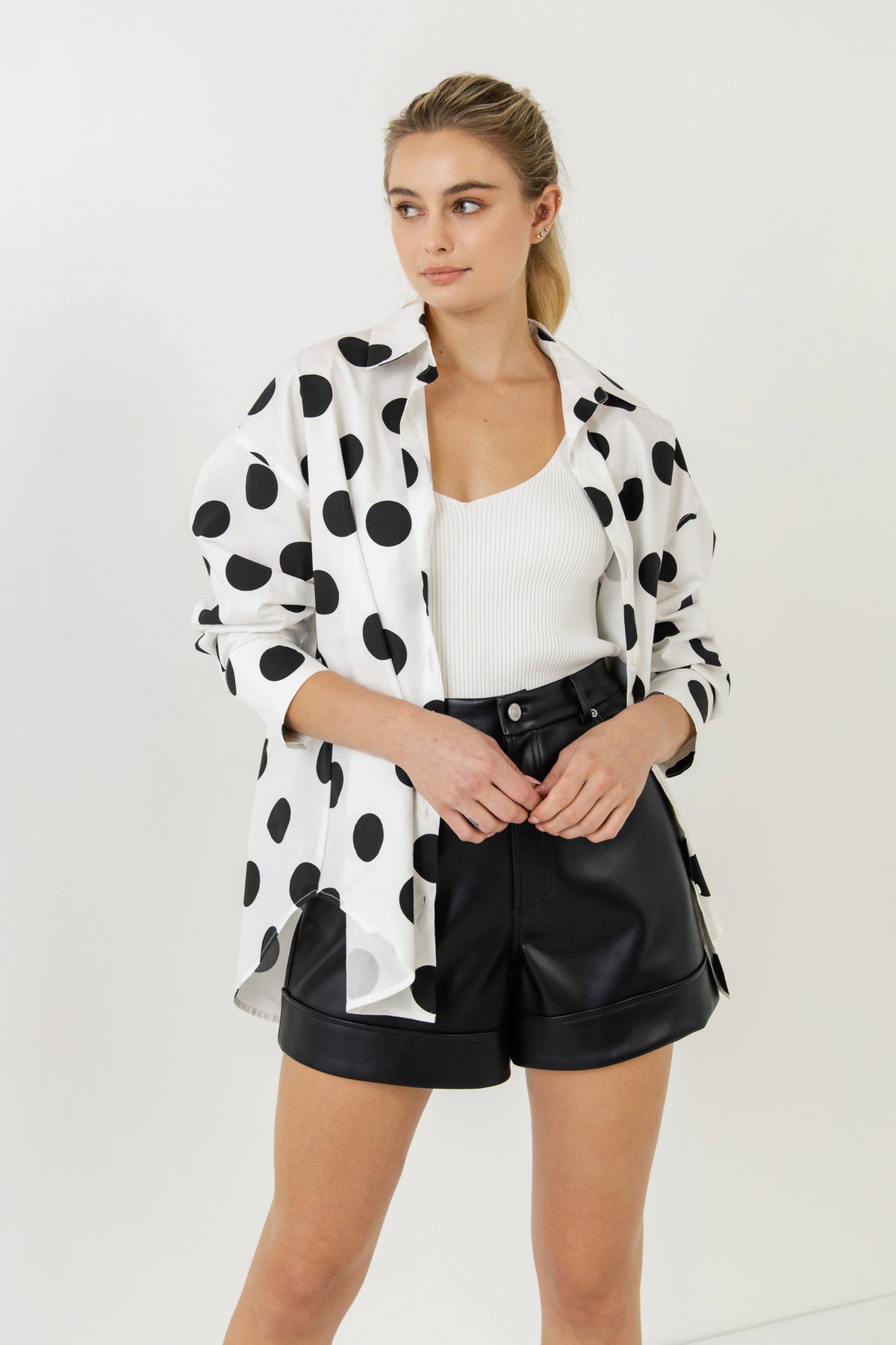 GREY LAB - Oversized Polka Dotted Shirt - TOPS available at Objectrare