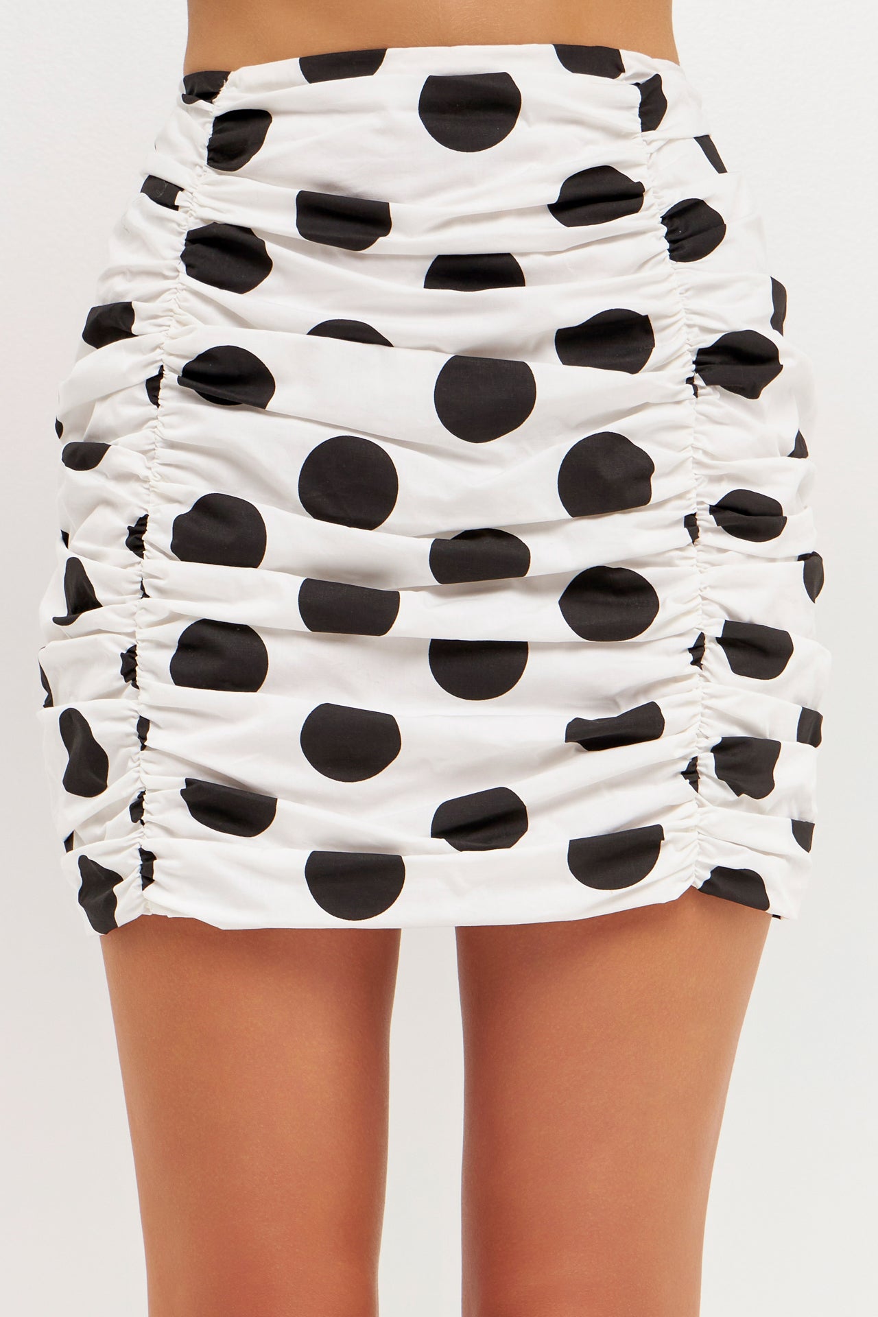 GREY LAB - Ruched Polka Dotted Mini Skirt - SKIRTS available at Objectrare