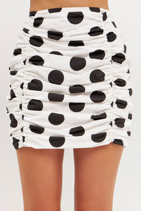 GREY LAB - Ruched Polka Dotted Mini Skirt - SKIRTS available at Objectrare