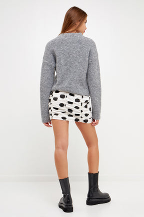 GREY LAB - Ruched Polka Dotted Mini Skirt - SKIRTS available at Objectrare