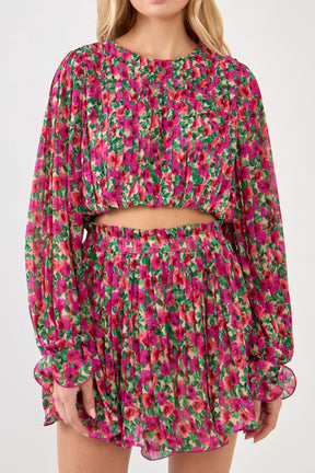 ENDLESS ROSE - Floral Pleated Bubbled Top - TOPS available at Objectrare