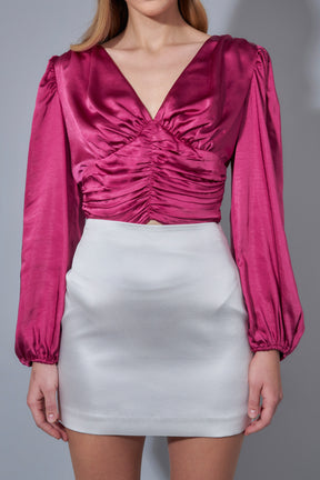 ENDLESS ROSE - Satin Ruched Top - TOPS available at Objectrare