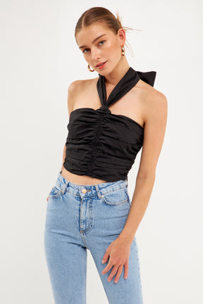 ENDLESS ROSE - Halter Loop Ruched Top - TOPS available at Objectrare