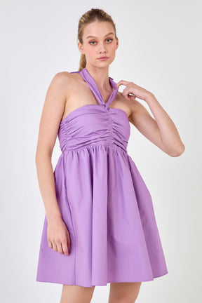 ENDLESS ROSE - Ruched Halter Neck Flounce Dress - DRESSES available at Objectrare