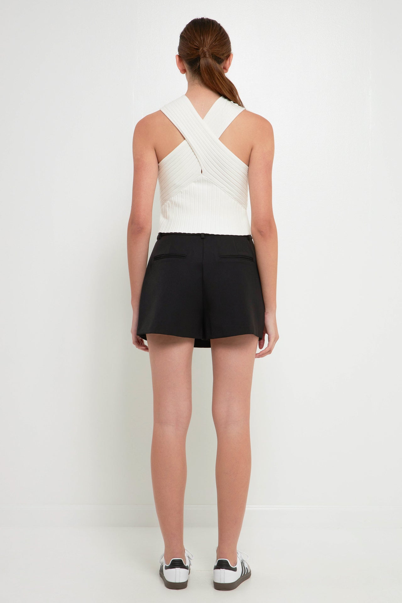 GREY LAB - Fine Rib Knit Halter Peekaboo Top - TOPS available at Objectrare