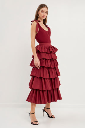 ENGLISH FACTORY - Pleated Combo Maxi Poplin Skirt - SKIRTS available at Objectrare