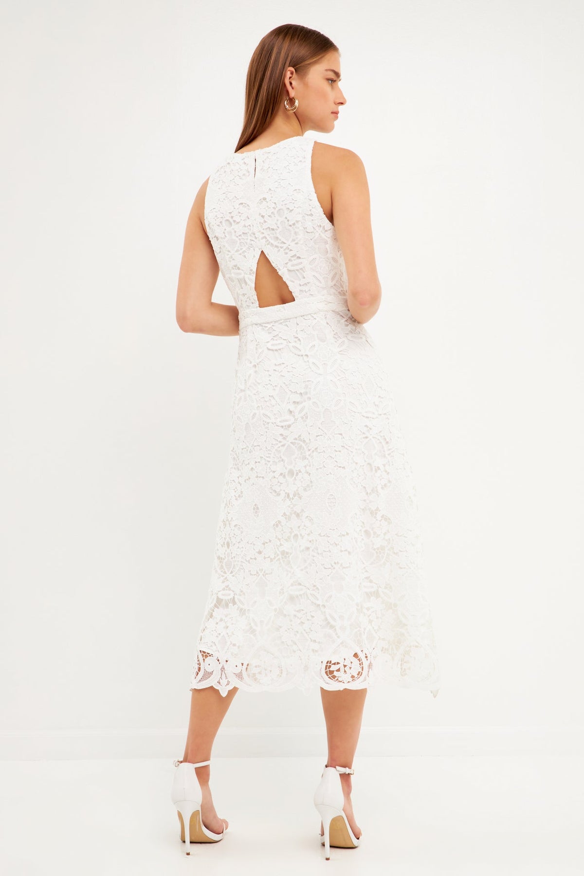 ENDLESS ROSE - Floral Crochet Lace Cut-Out Midi Dress - DRESSES available at Objectrare