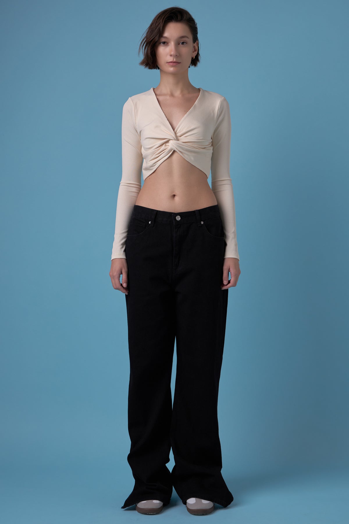 GREY LAB - Front Twist Cropped Long Sleeve - TOPS available at Objectrare