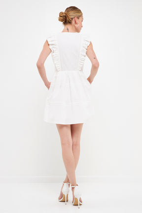ENDLESS ROSE - Lace Trimmed V Placketed Ruffled Mini - DRESSES available at Objectrare