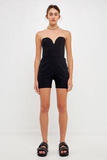 GREY LAB - Strapless Bustier Romper - ROMPERS available at Objectrare
