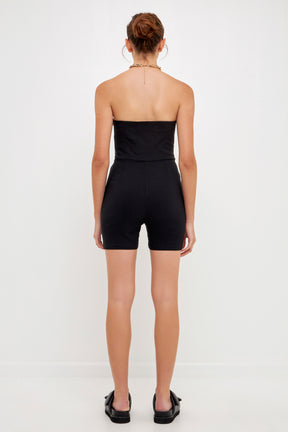 GREY LAB - Strapless Bustier Romper - ROMPERS available at Objectrare
