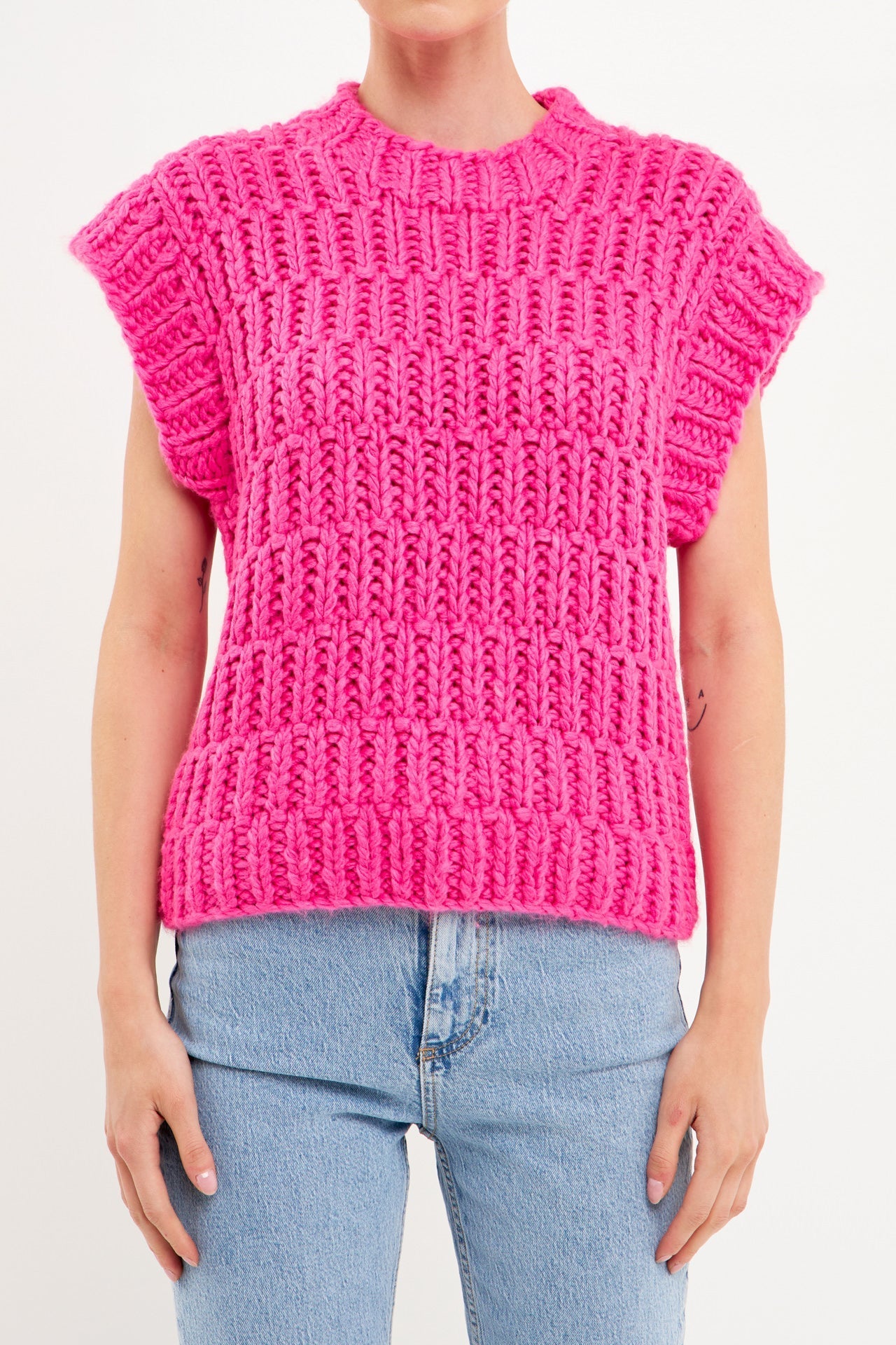 ENGLISH FACTORY - Chunky Knit Sweater Vest - SWEATERS & KNITS available at Objectrare