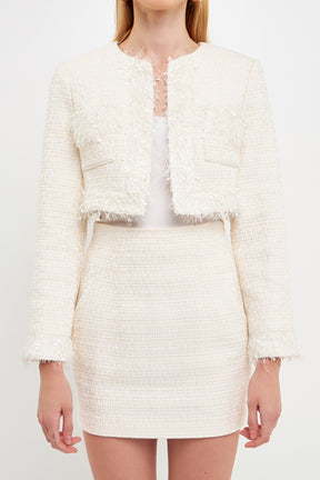 ENDLESS ROSE - Cropped Tweed Jacket - JACKETS available at Objectrare