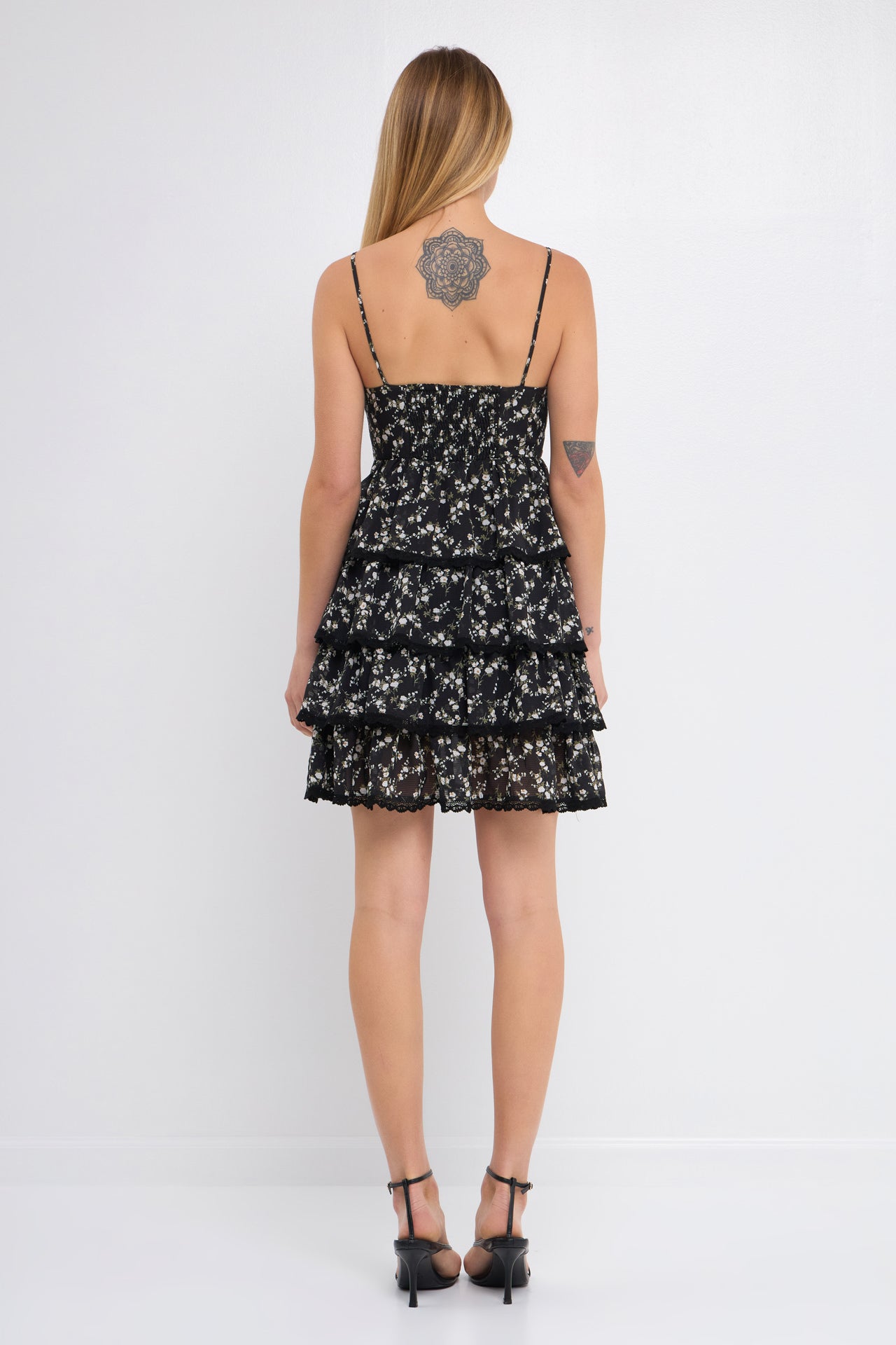 FREE THE ROSES - Floral Printed Tiered Mini Dress - DRESSES available at Objectrare