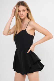 ENDLESS ROSE - Corset Bustier Ruffled Romper - ROMPERS available at Objectrare