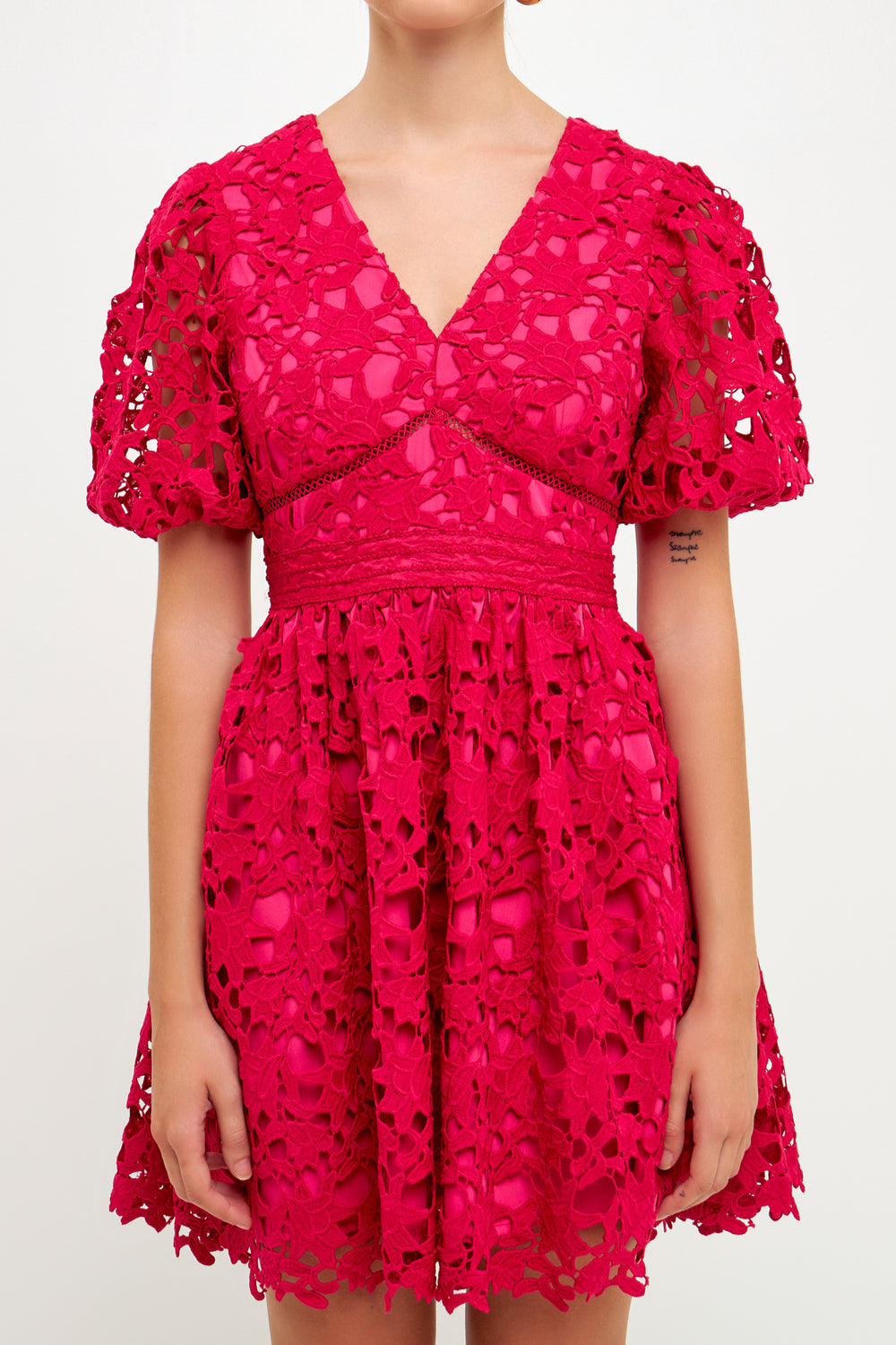 Crochet Puff Sleeve Dress