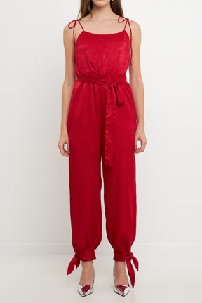 ENDLESS ROSE - Side Bow Tie Slit Jumpsuit - JUMPSUITS available at Objectrare