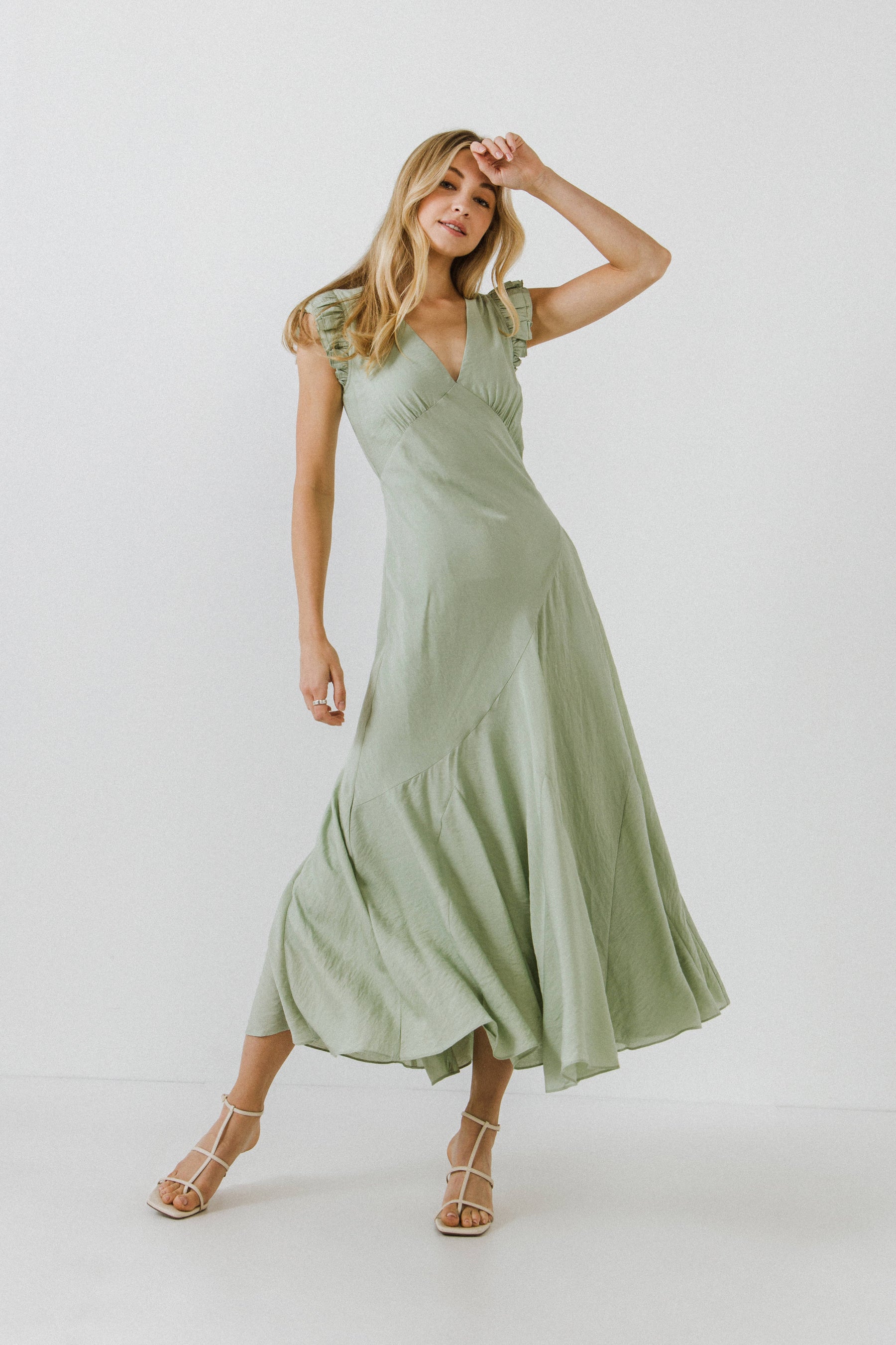 ENDLESS ROSE - Asymmetrical Ruffle Maxi Dress - DRESSES available at Objectrare
