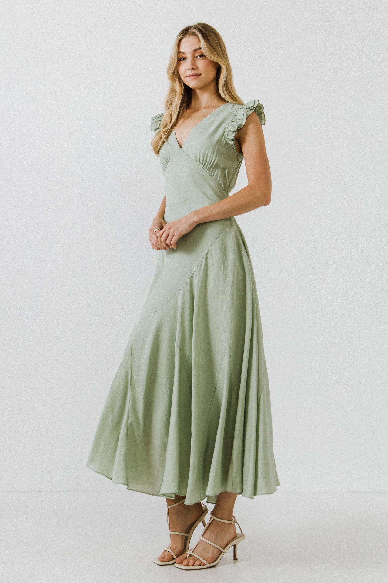 ENDLESS ROSE - Asymmetrical Ruffle Maxi Dress - DRESSES available at Objectrare