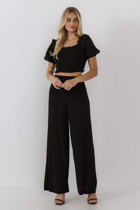 FREE THE ROSES - Smocked Detail Pants - PANTS available at Objectrare